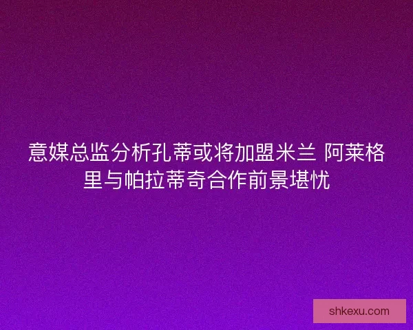 意媒总监分析孔蒂或将加盟米兰 阿莱格里与帕拉蒂奇合作前景堪忧