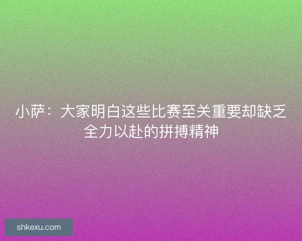 小萨：大家明白这些比赛至关重要却缺乏全力以赴的拼搏精神