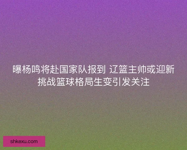 曝杨鸣将赴国家队报到 辽篮主帅或迎新挑战篮球格局生变引发关注